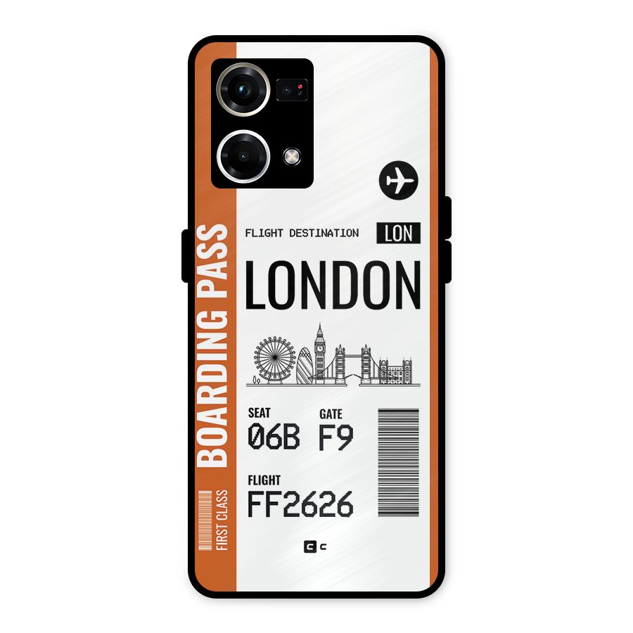 London Boarding Pass Metal Back Case for Oppo F21 Pro 4G