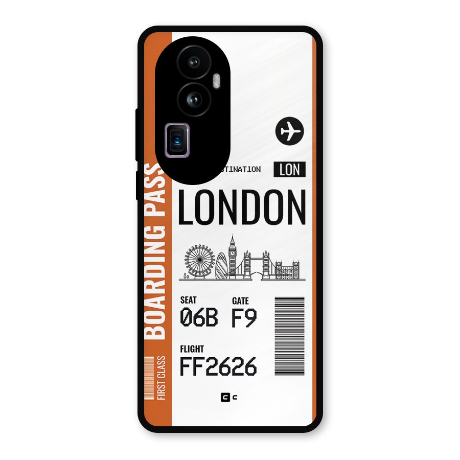 London Boarding Pass Metal Back Case for Oppo Reno10 Pro Plus