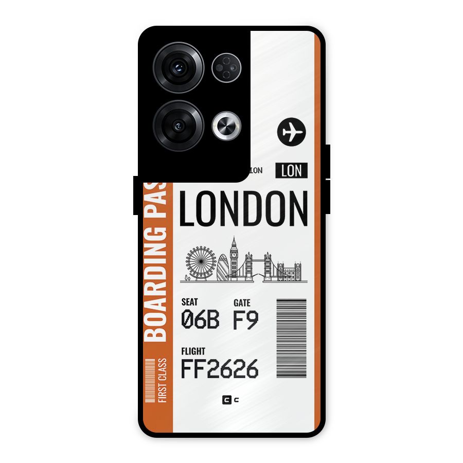 London Boarding Pass Metal Back Case for Oppo Reno8 Pro 5G