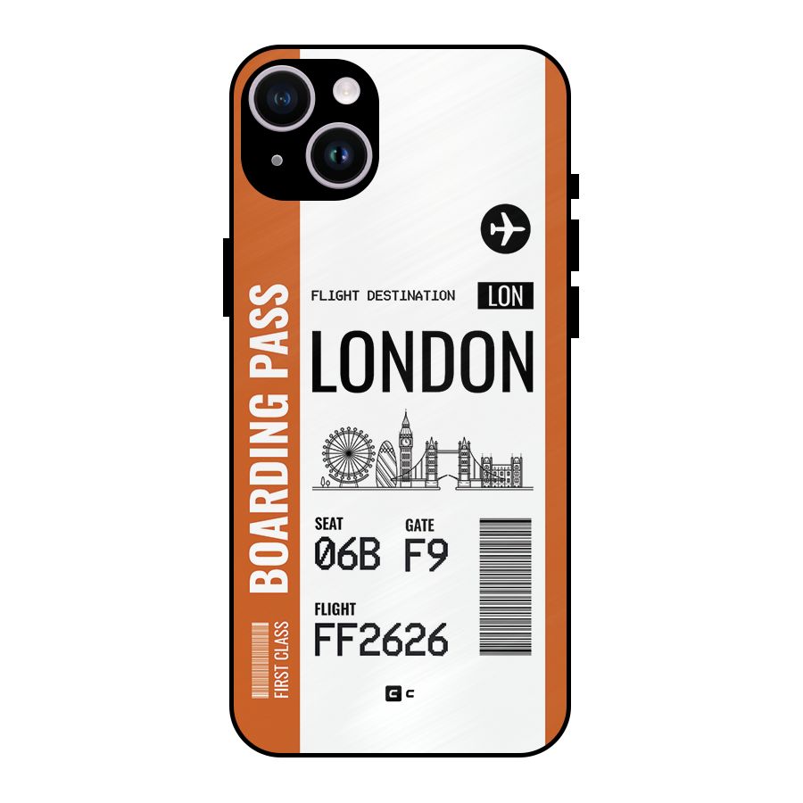 London Boarding Pass Metal Back Case for iPhone 14 Plus