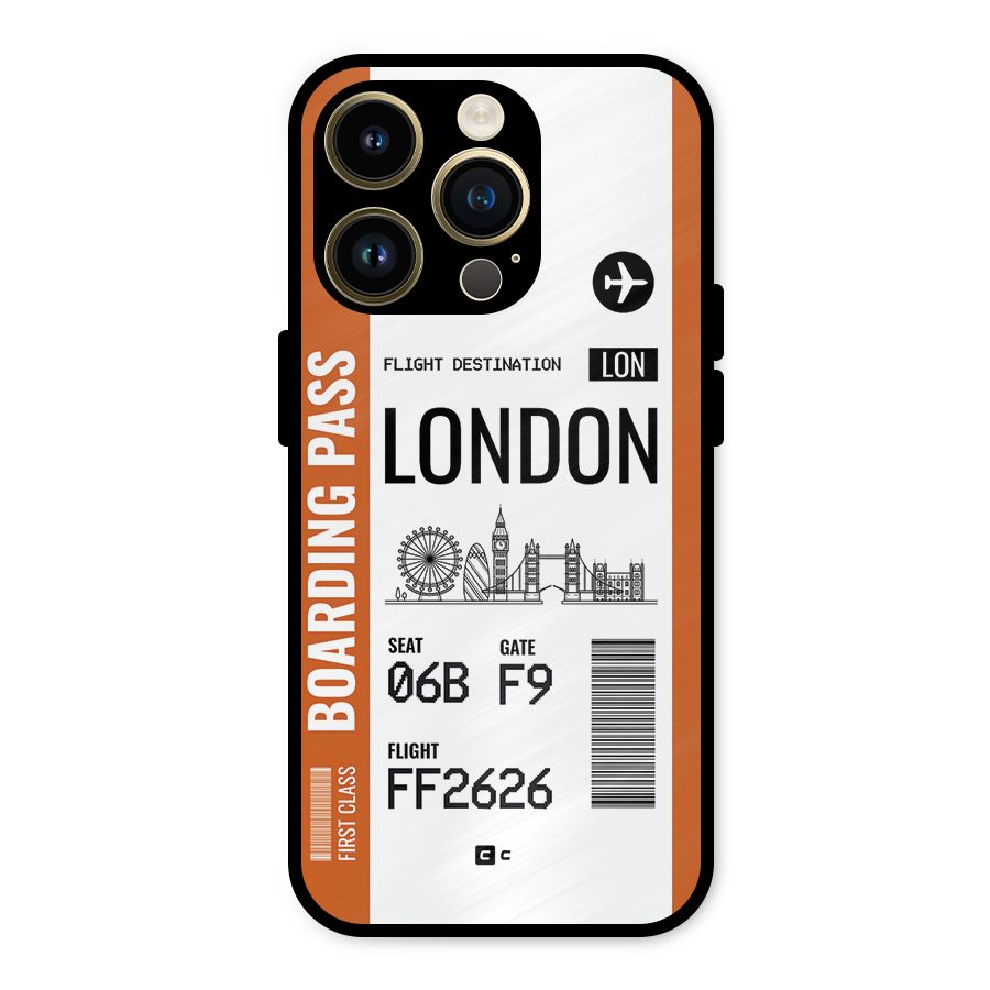 London Boarding Pass Metal Back Case for iPhone 14 Pro