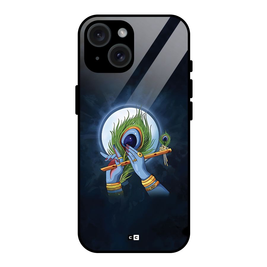 Lord Krishna Flute Glass Back Case for iPhone 15
