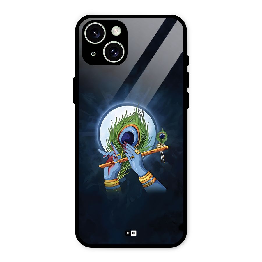Lord Krishna Flute Glass Back Case for iPhone 15 Plus