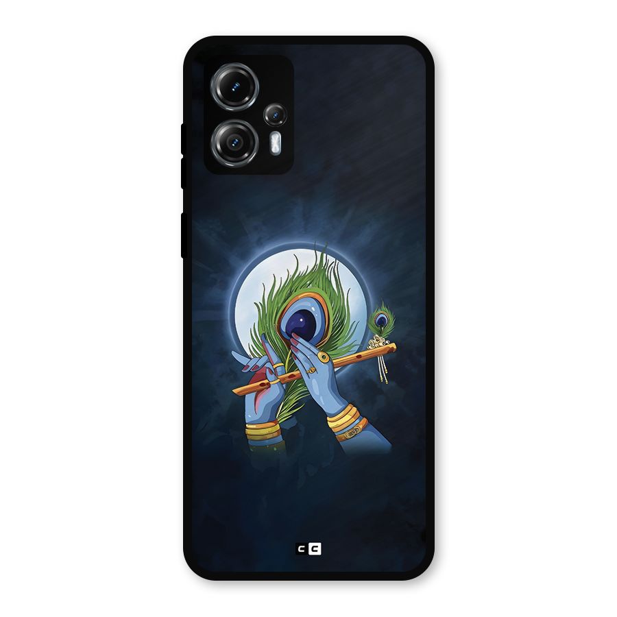 Lord Krishna Flute Metal Back Case for Moto G13