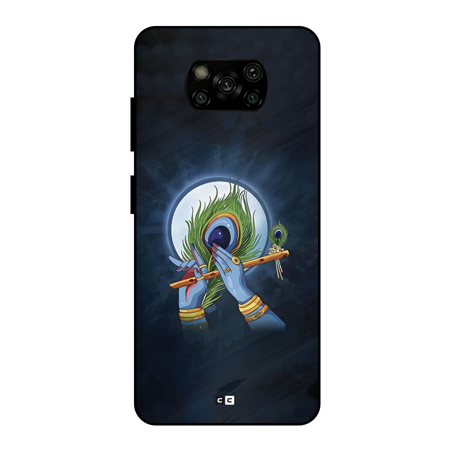 Lord Krishna Flute Metal Back Case for Poco X3