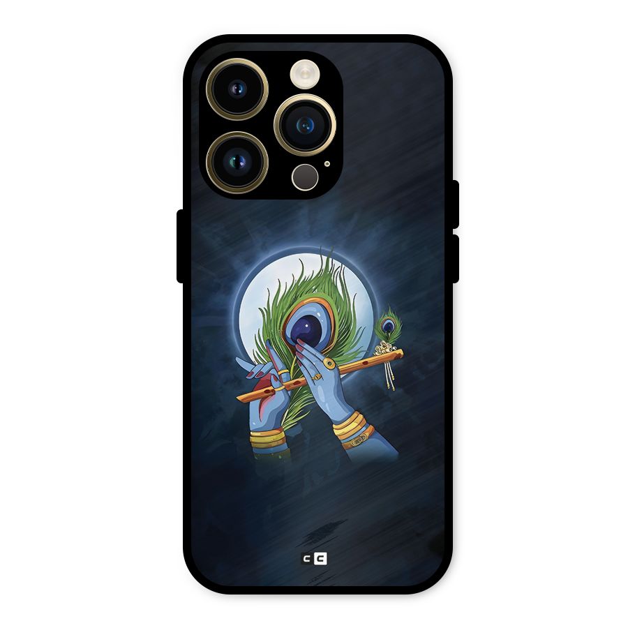 Lord Krishna Flute Metal Back Case for iPhone 14 Pro