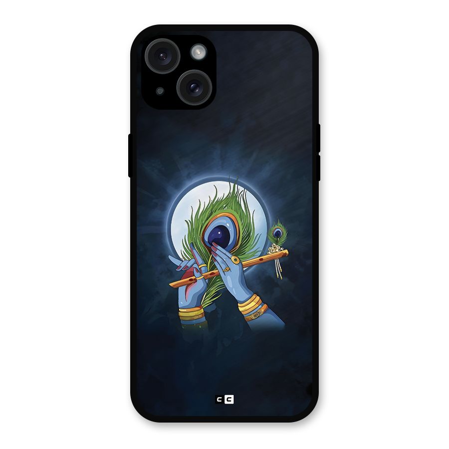 Lord Krishna Flute Metal Back Case for iPhone 15 Plus