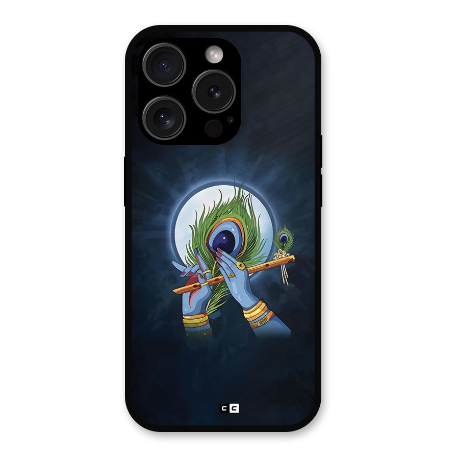 Lord Krishna Flute Metal Back Case for iPhone 15 Pro