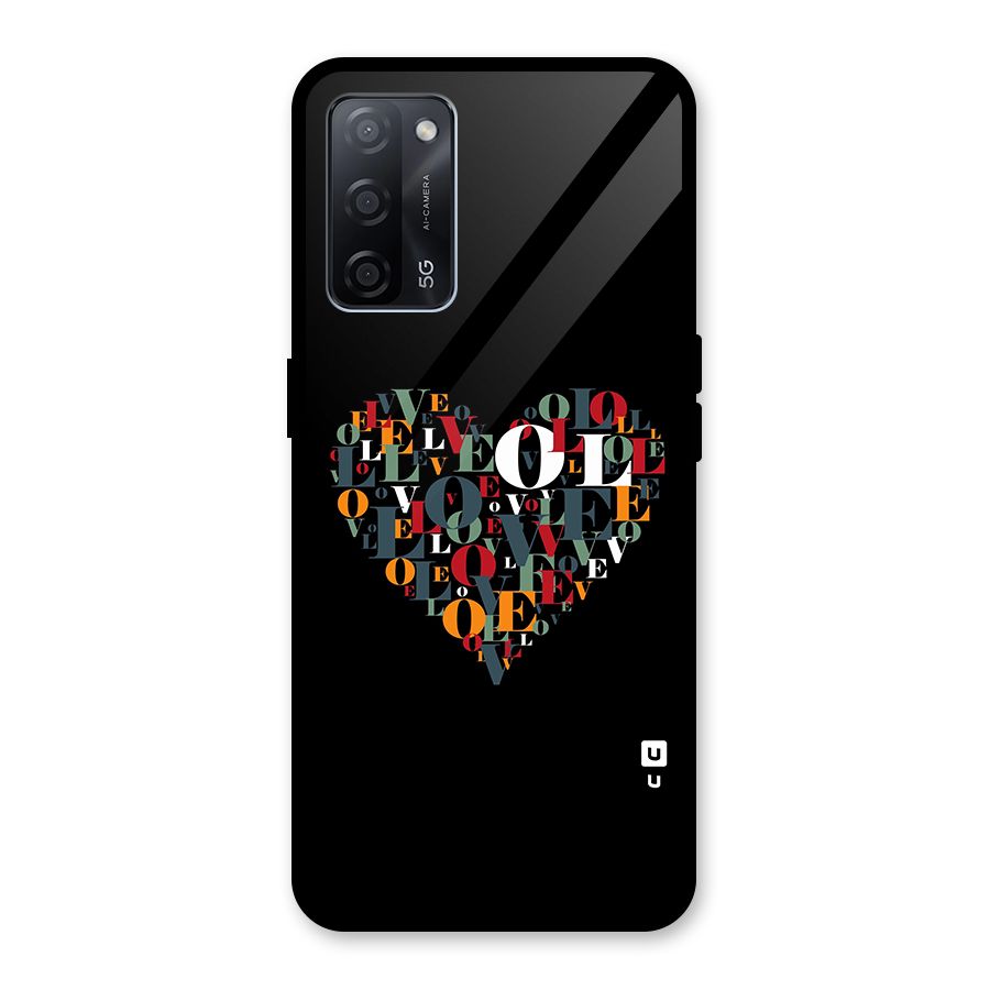 Love Abstract Heart Art Glass Back Case for Oppo A53s 5G