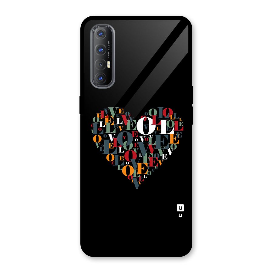 Love Abstract Heart Art Glass Back Case for Oppo Reno3 Pro