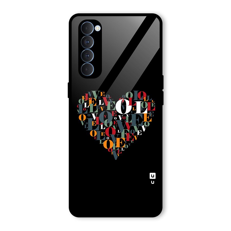 Love Abstract Heart Art Glass Back Case for Oppo Reno4 Pro