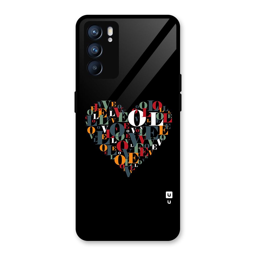 Love Abstract Heart Art Glass Back Case for Oppo Reno6 5G