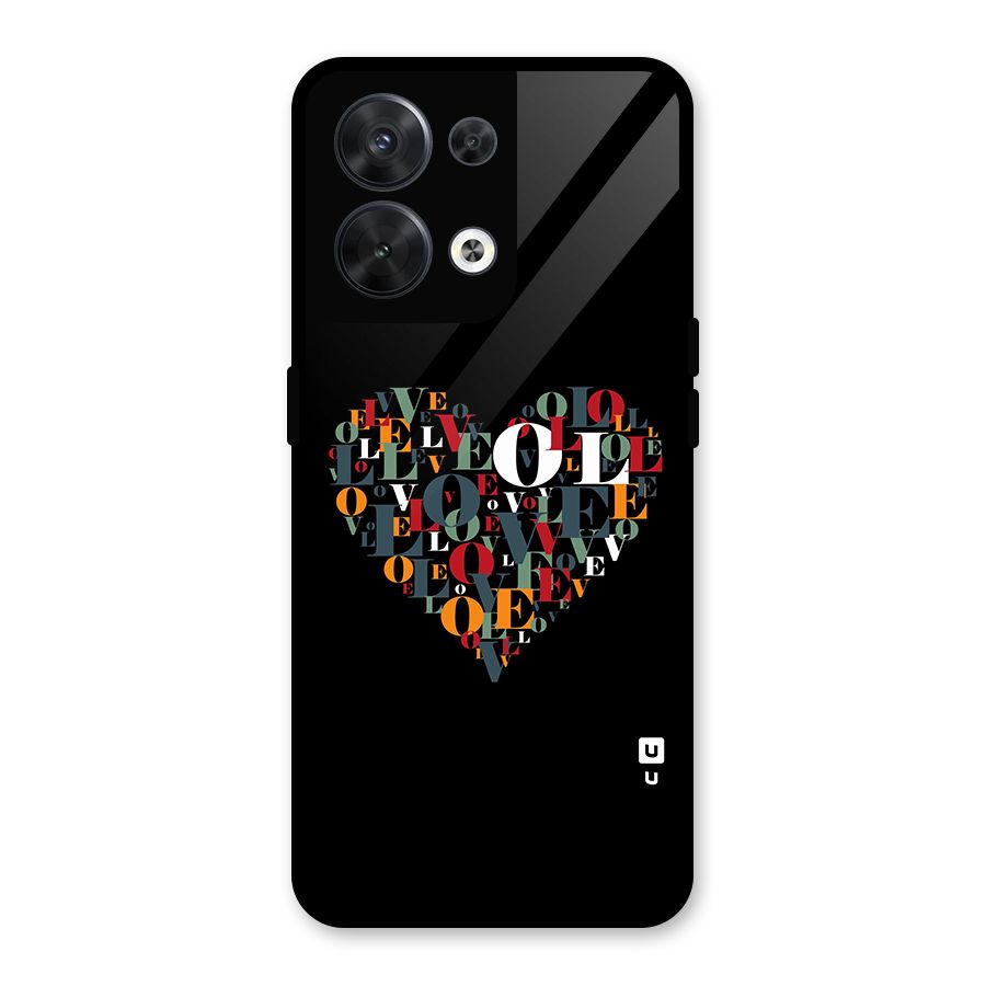 Love Abstract Heart Art Glass Back Case for Oppo Reno8 5G