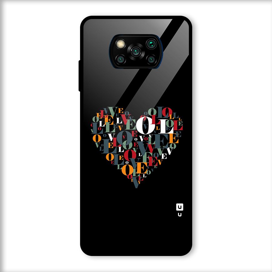 Love Abstract Heart Art Glass Back Case for Poco X3