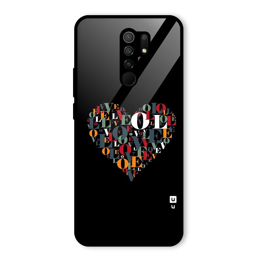 Love Abstract Heart Art Glass Back Case for Redmi 9 Prime