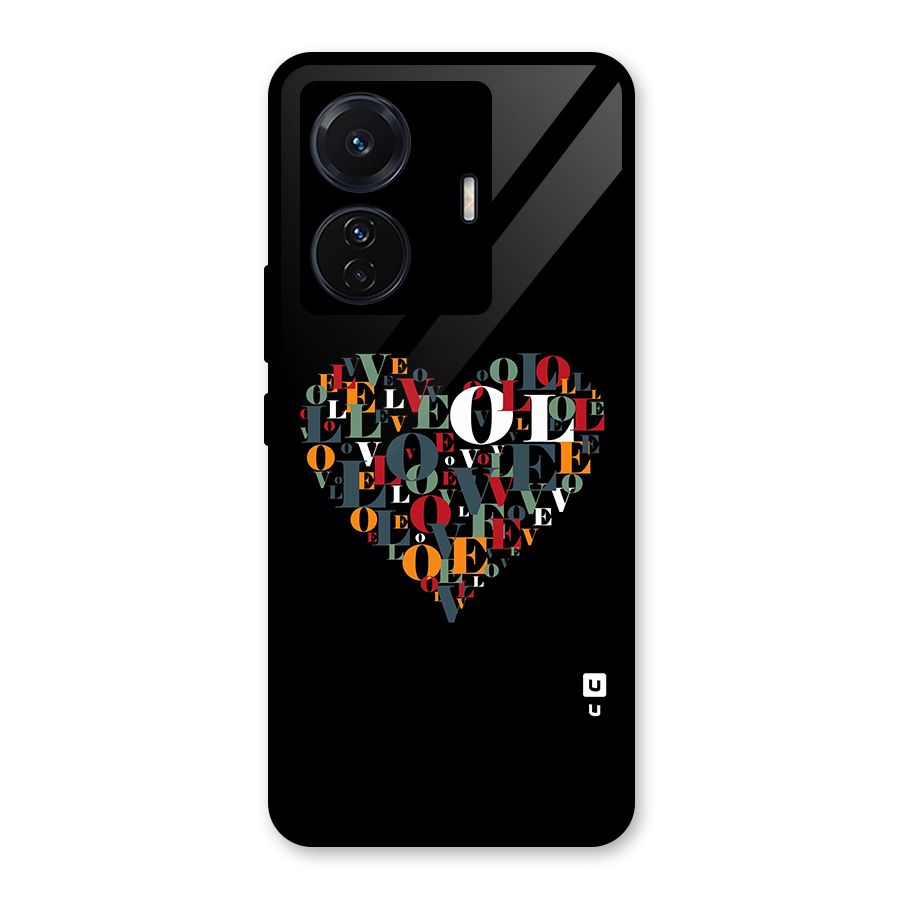 Love Abstract Heart Art Glass Back Case for Vivo T1 Pro