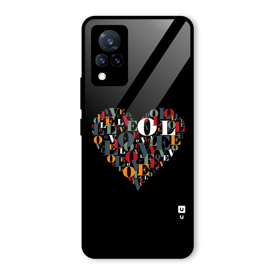 Love Abstract Heart Art Glass Back Case for Vivo V21 5G