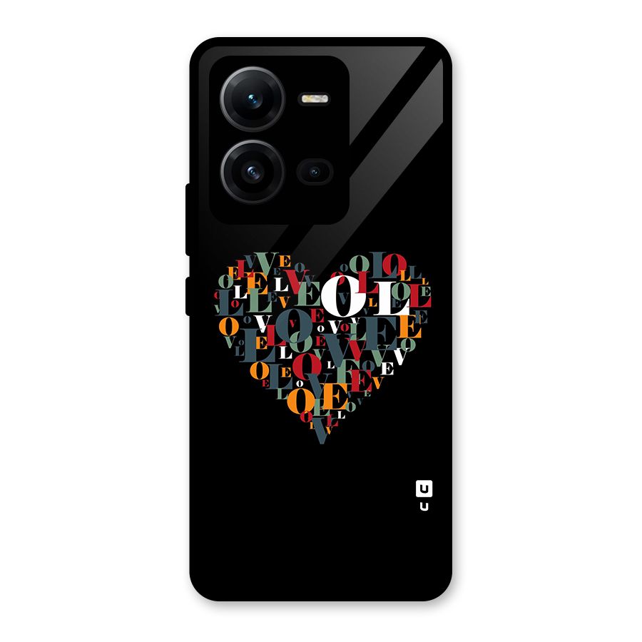 Love Abstract Heart Art Glass Back Case for Vivo V25