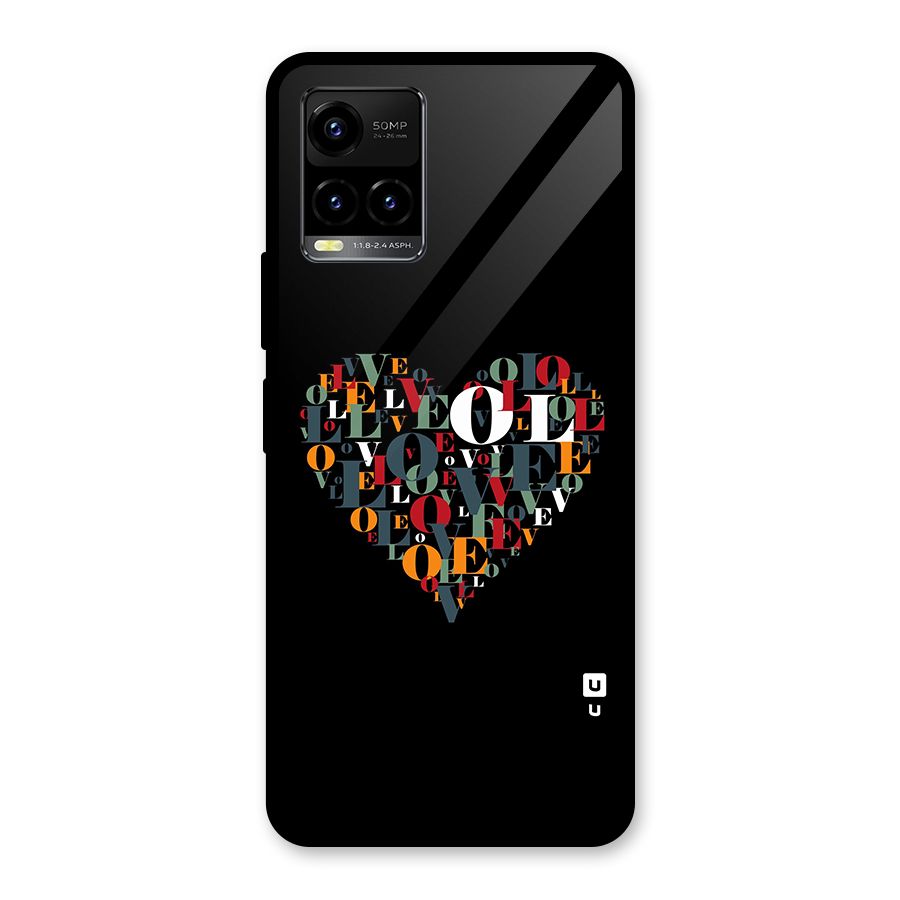 Love Abstract Heart Art Glass Back Case for Vivo Y21 2021
