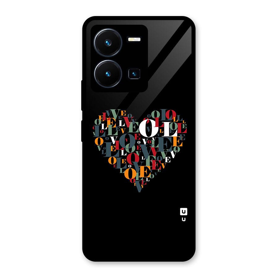 Love Abstract Heart Art Glass Back Case for Vivo Y35