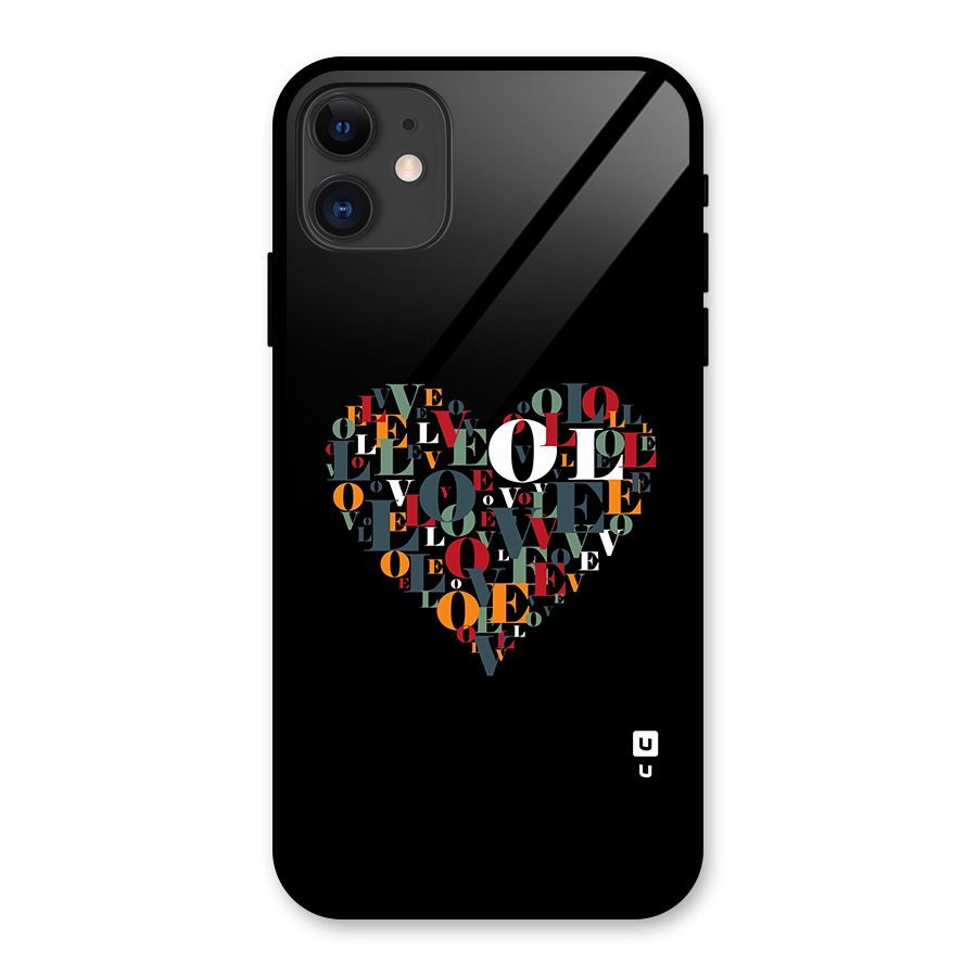 Love Abstract Heart Art Glass Back Case for iPhone 11