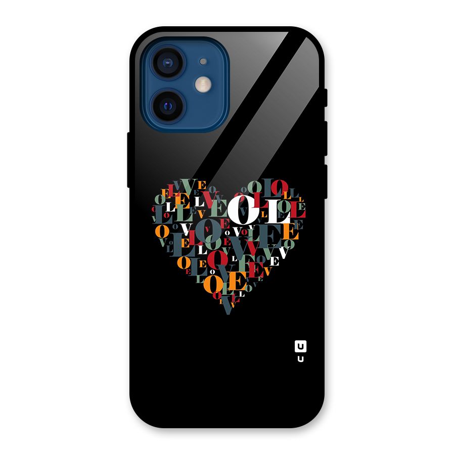Love Abstract Heart Art Glass Back Case for iPhone 12 Mini