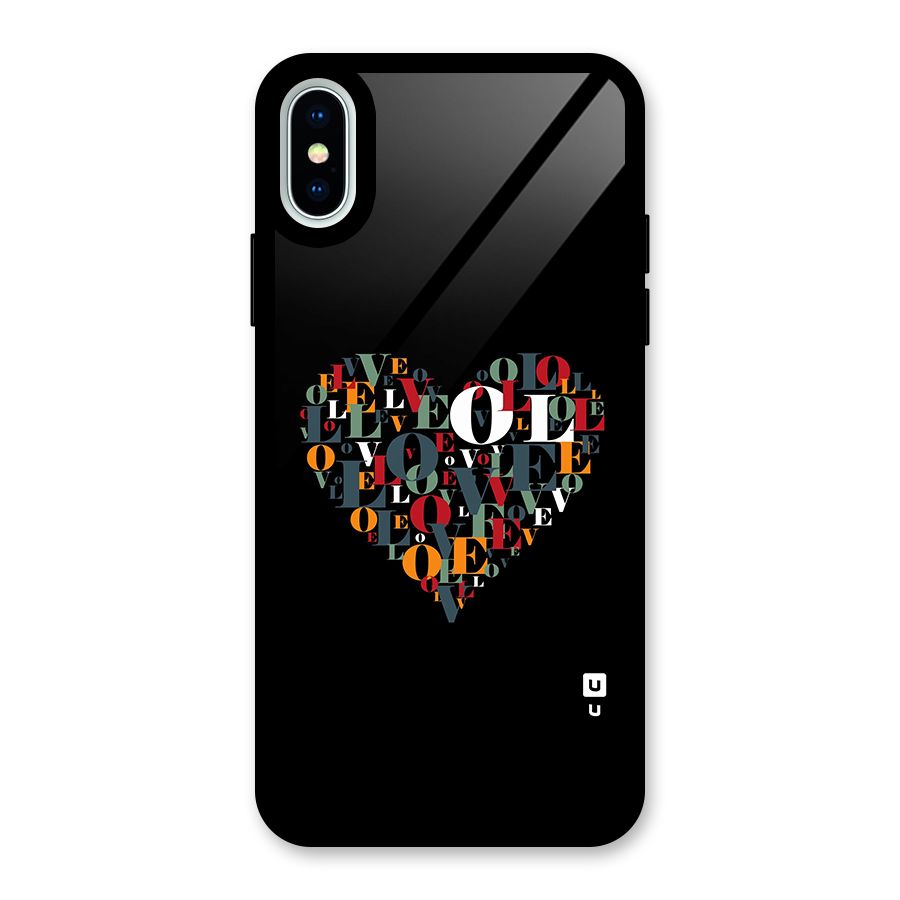 Love Abstract Heart Art Glass Back Case for iPhone X