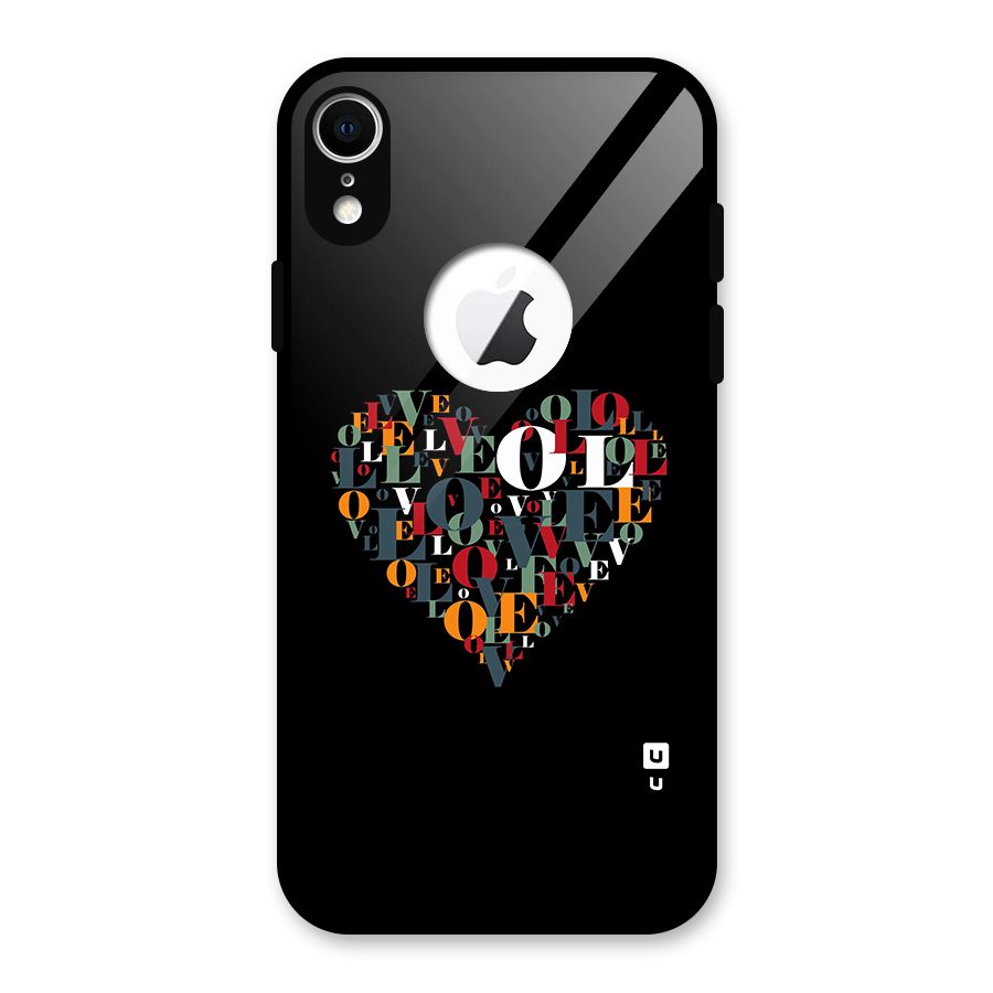 Love Abstract Heart Art Glass Back Case for iPhone XR Logo Cut