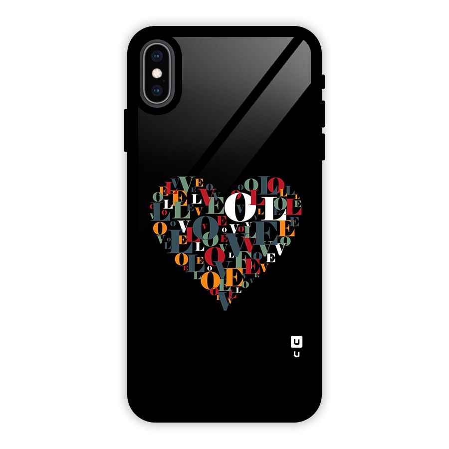 Love Abstract Heart Art Glass Back Case for iPhone XS Max