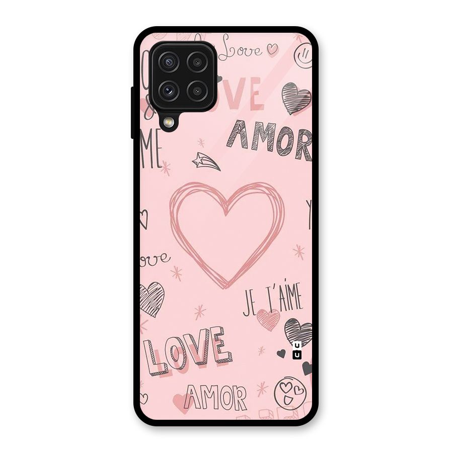 Love Amor Glass Back Case for Galaxy A22 4G