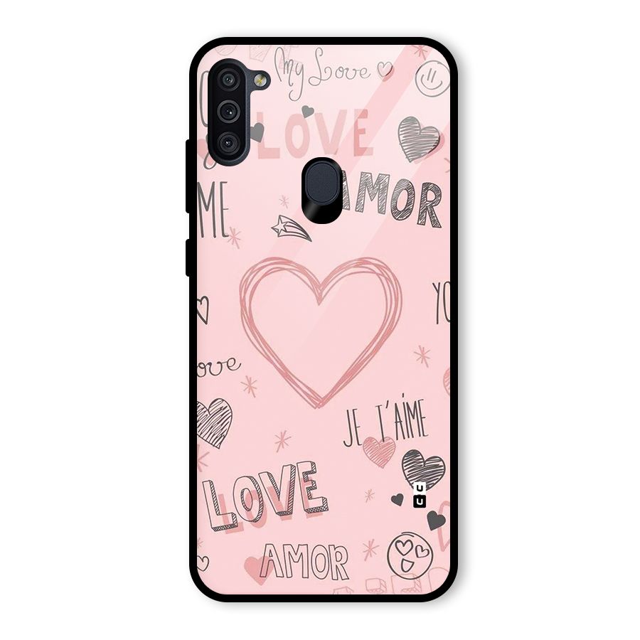 Love Amor Glass Back Case for Galaxy M11