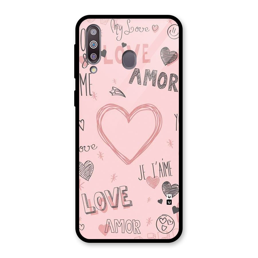 Love Amor Glass Back Case for Galaxy M30
