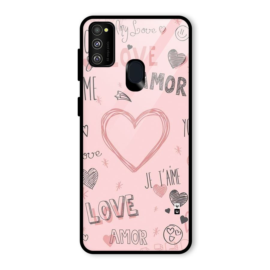 Love Amor Glass Back Case for Galaxy M30s