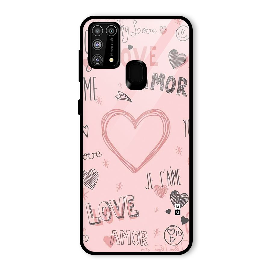 Love Amor Glass Back Case for Galaxy M31