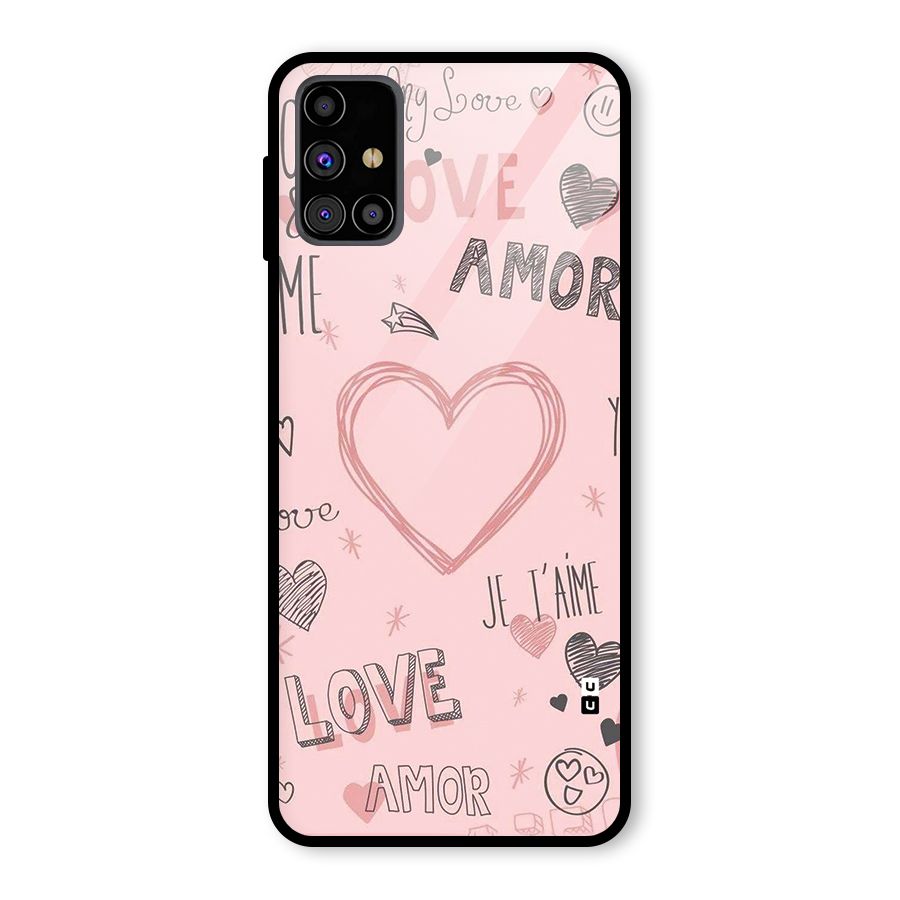 Love Amor Glass Back Case for Galaxy M31s