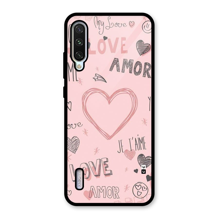 Love Amor Glass Back Case for Mi A3