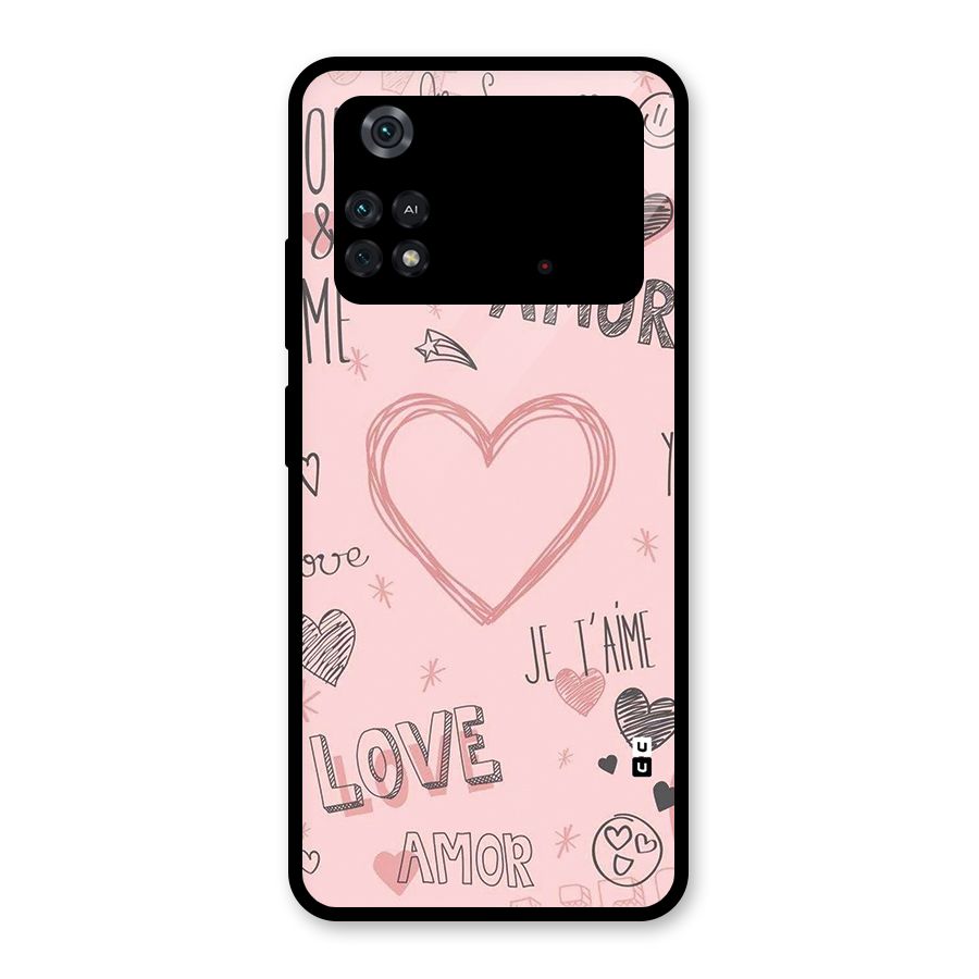 Love Amor Glass Back Case for Poco M4 Pro 4G