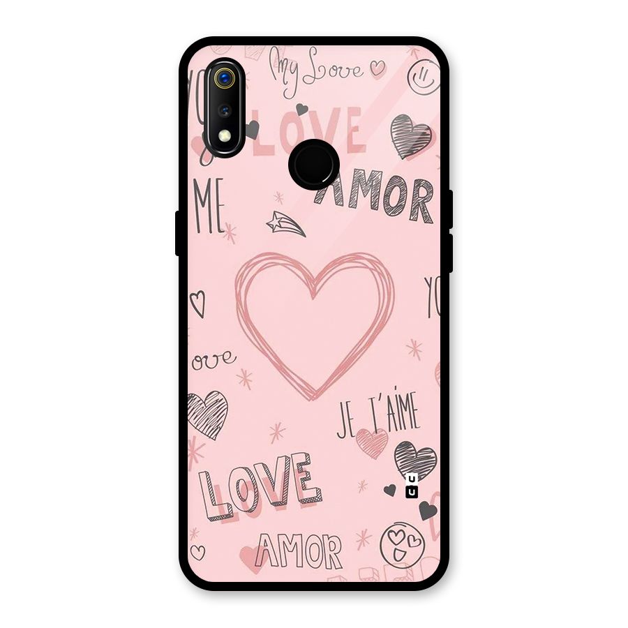 Love Amor Glass Back Case for Realme 3i