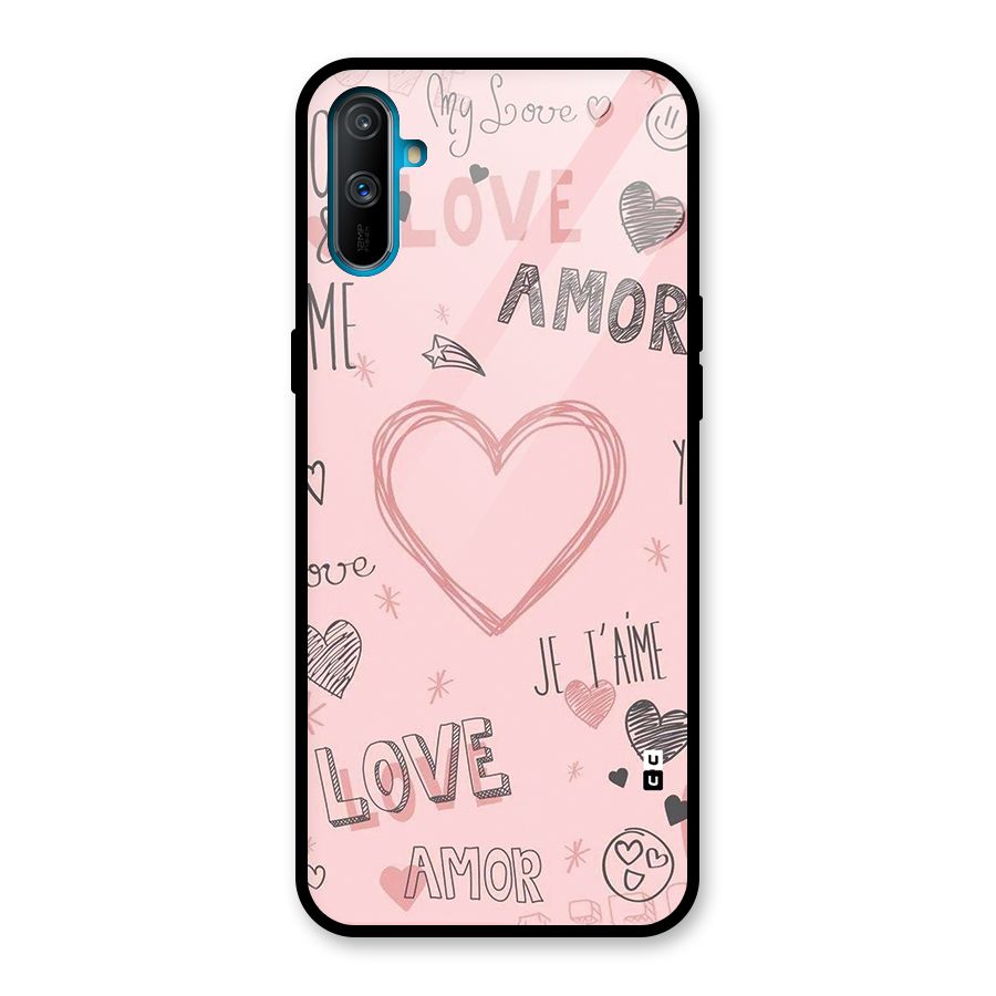 Love Amor Glass Back Case for Realme C3