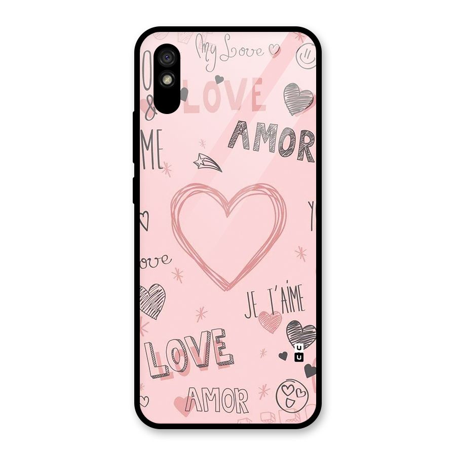 Love Amor Glass Back Case for Redmi 9A