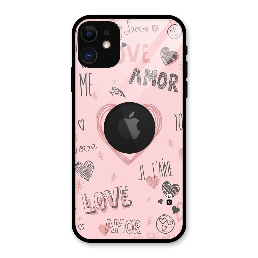 Love Amor Glass Back Case for iPhone 11 Logo Cut
