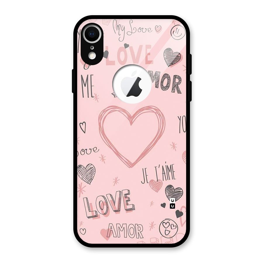 Love Amor Glass Back Case for iPhone XR Logo Cut