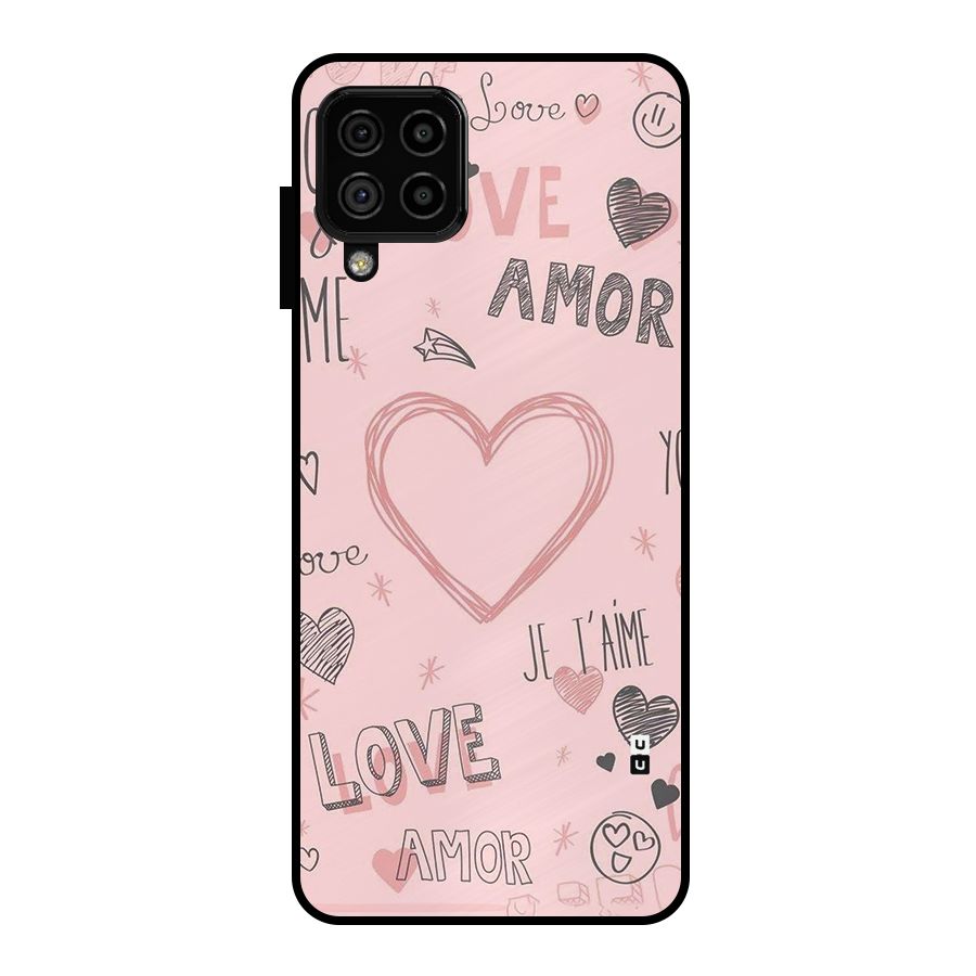 Love Amor Metal Back Case for Galaxy A22 4G