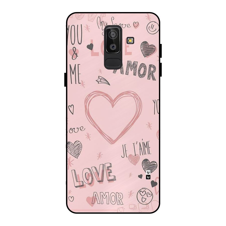 Love Amor Metal Back Case for Galaxy J8