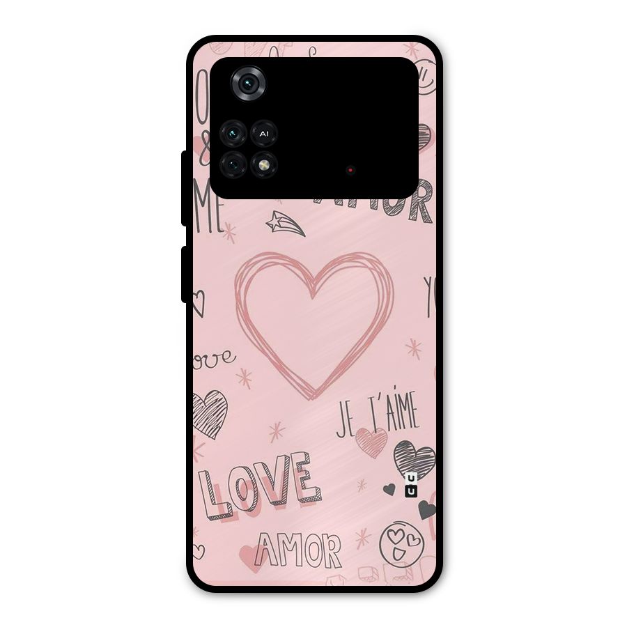 Love Amor Metal Back Case for Poco M4 Pro 4G