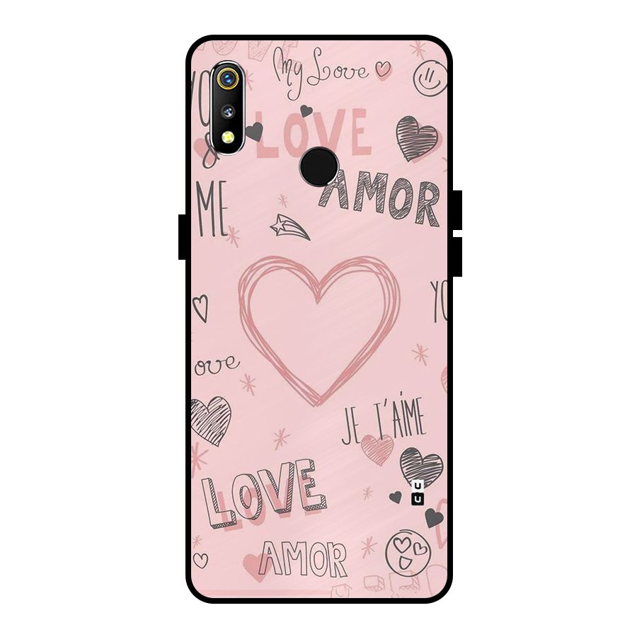 Love Amor Metal Back Case for Realme 3i