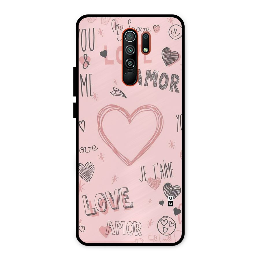 Love Amor Metal Back Case for Redmi 9 Prime