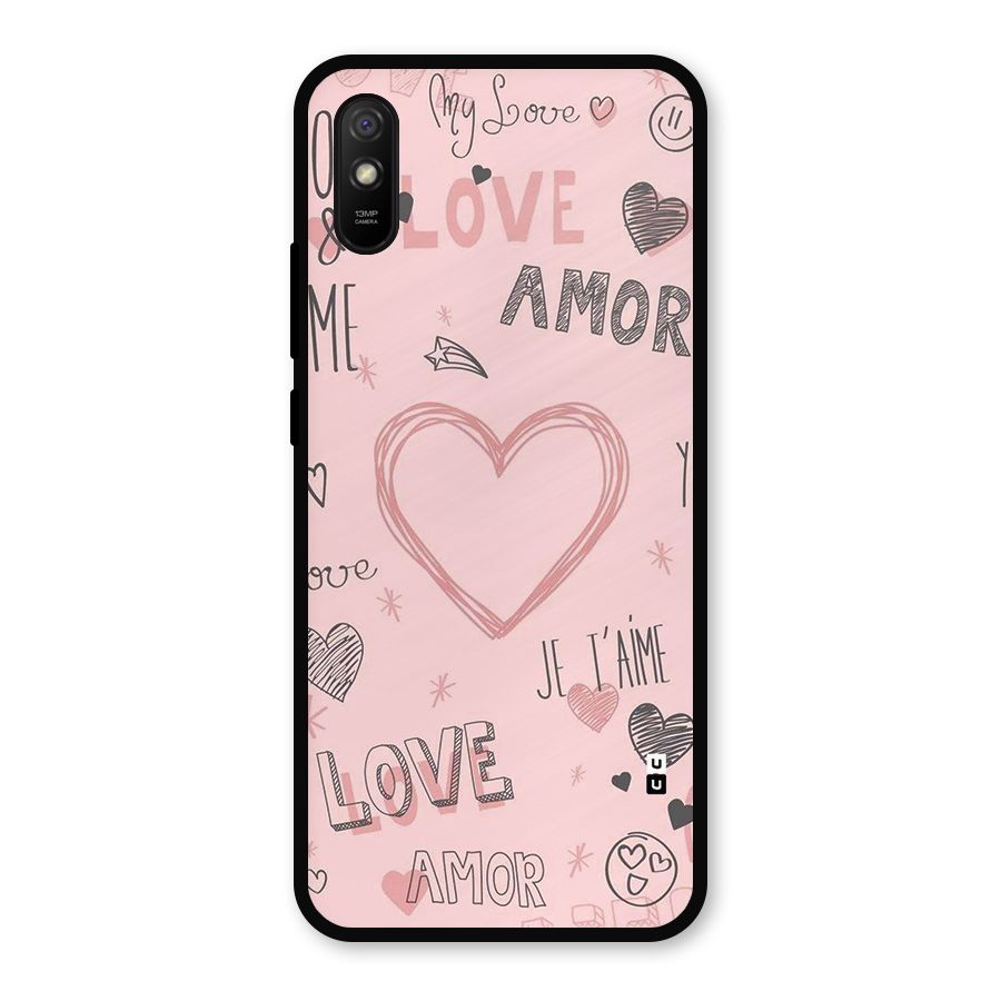 Love Amor Metal Back Case for Redmi 9i