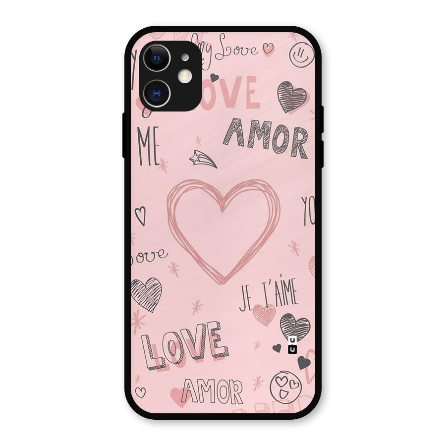Love Amor Metal Back Case for iPhone 11