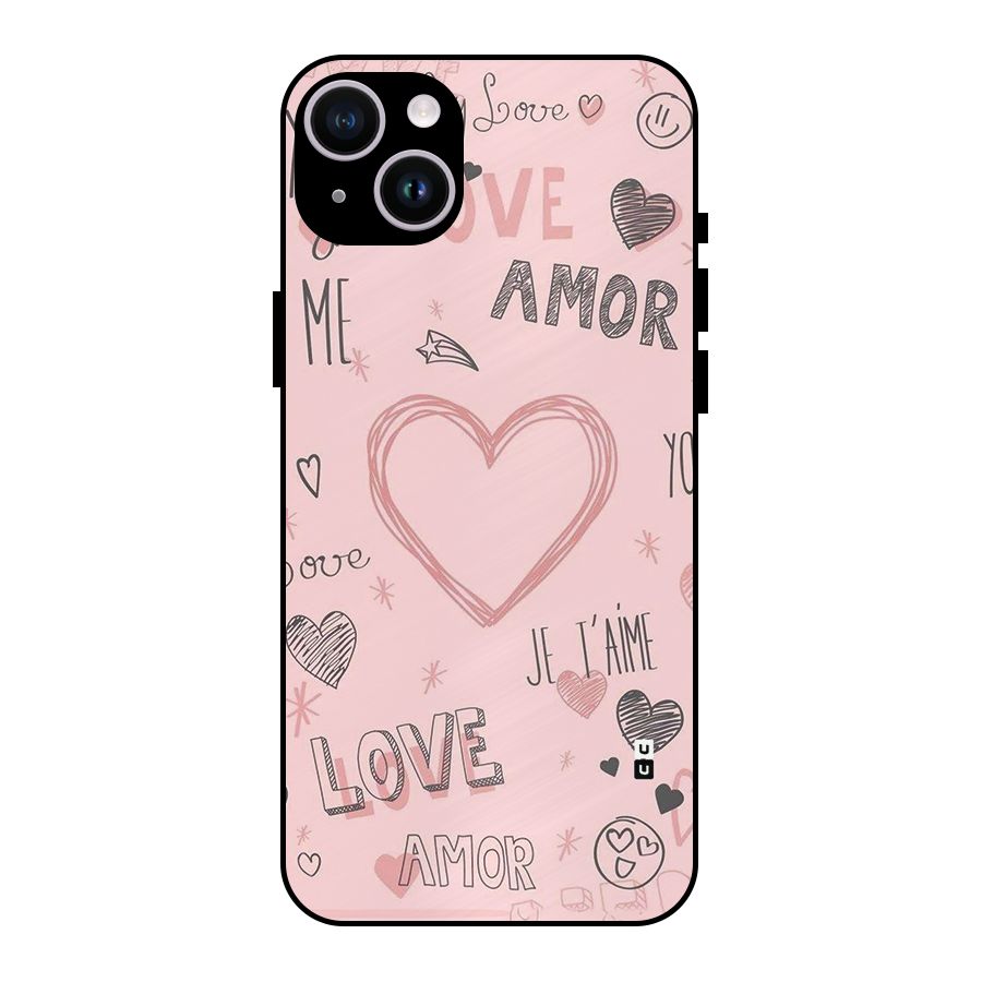 Love Amor Metal Back Case for iPhone 14 Plus